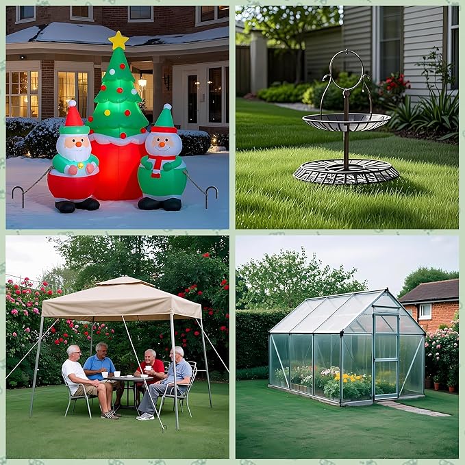 VVOKGO Rebar Stakes 12 Inches J Hook Heavy Duty Chain Link Fence Stakes, 16 Pcs Metal Long Tent Spikes Ground Anchors for Wire Fencing, Dogs Digging, Camping Tents, Swings, Greenhouse, Black