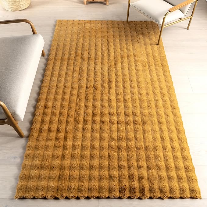 nuLOOM Jeni Checkered 2'6" x 8' Machine Washable Runner Rug for Living Room Bedroom Dining Room Entryway Hallway Kitchen, Gold