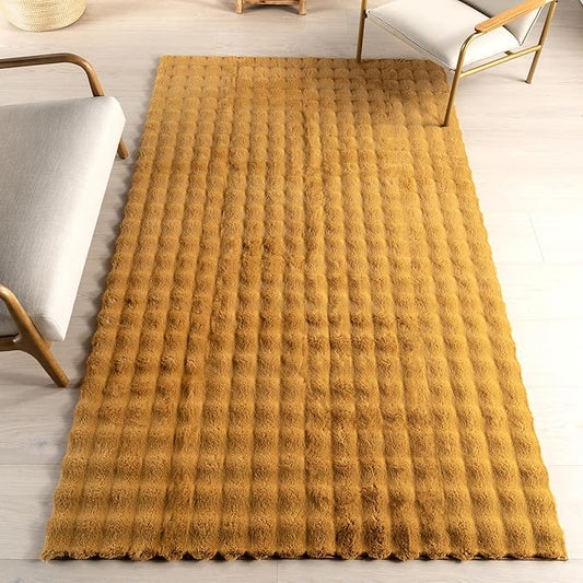 nuLOOM Jeni Checkered 5x8 Machine Washable Area Rug for Living Room Bedroom Dining Room Kitchen, Gold