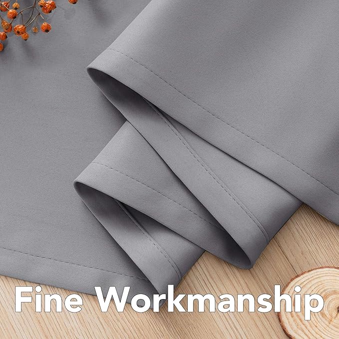 H.VERSAILTEX Kitchen Curtains Blackout Grey Curtains for Bedroom/Living Room Light Reducing Window Drapes for Kids Room, 52" Wide x 63" Long Each Panel,Grommet Top (Set of 2 Panels)