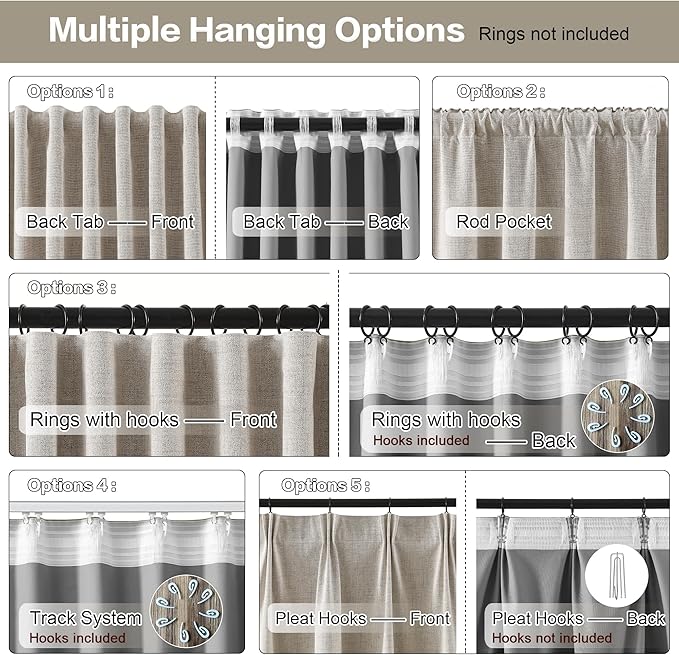 Extra Wide Patio Door Curtains 70 in Wide,Thermal Room Separator Decor Sunroom Weather Curtain 70 x 108 with Grey Backing Floor to Ceiling Tall Curtains for Living Room Long Large Beige Color 2 PCs