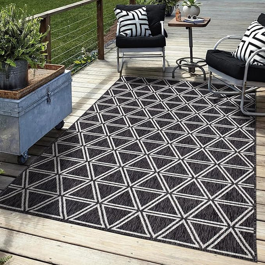 Keen Home Design Outdoor Rug - 8x10 Washable Indoor/Outdoor Rug for Patio, Balcony, Kitchen, Garden, Beach, Deck and Porch. Size: 7'9" x 10'2"