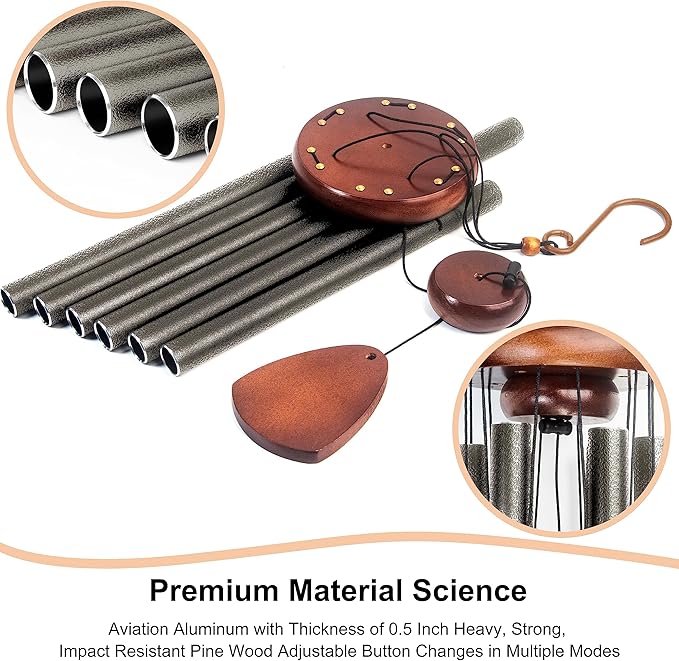 Large Aluminium Wind Chimes 37" Inches to Create a Zen Atmosphere Suitable for Outdoor, Garden, Patio Decoration Wind Chimes with Wind Catcher Suitable as A Gift for Unisex(2 Pack Copper)