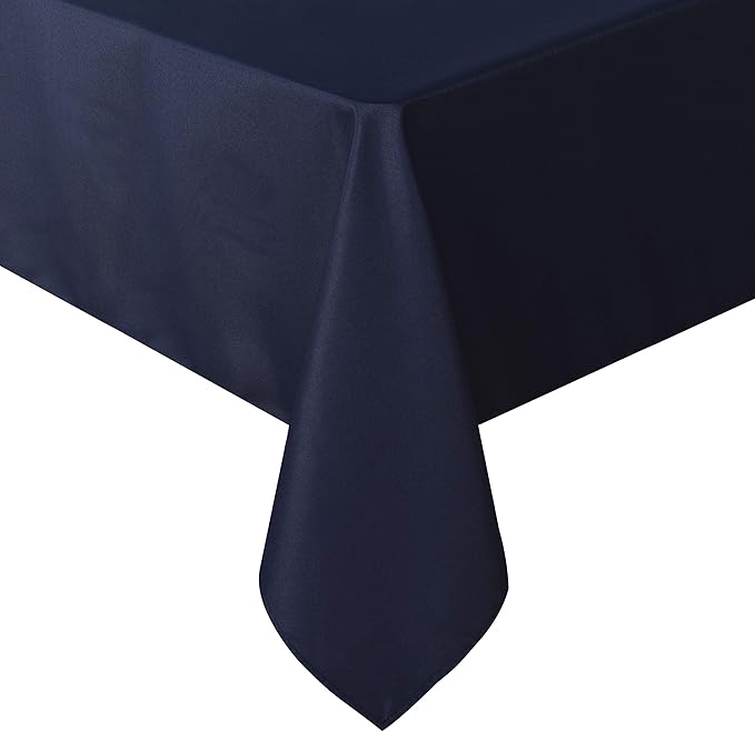 sancua Rectangle Tablecloth - 90 x 156 Inch - Water Resistant Spill Proof Washable Polyester Table Cloth, Decorative Fabric Table Cover for Dining Tables, Buffet Parties and Camping, Navy