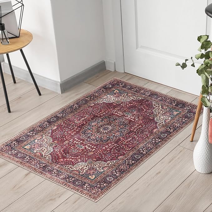 Keen Home Design 2x3 Rug - Machine Washable Entry Rug with Non-Slip Backing, Ideal for Enteryway, Kitchen, Bathroom, Laundry Room - Vintage, Easy Clean, Durable, Low Pile Rug - (2' x 3')
