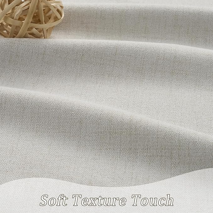 RAIN CITY Natural Birch Blackout Curtains 45 Inch Long 2 Panel Set, Boho Farmhouse Linen Drapes for Bedroom Textured Hook Included 50" x 45"