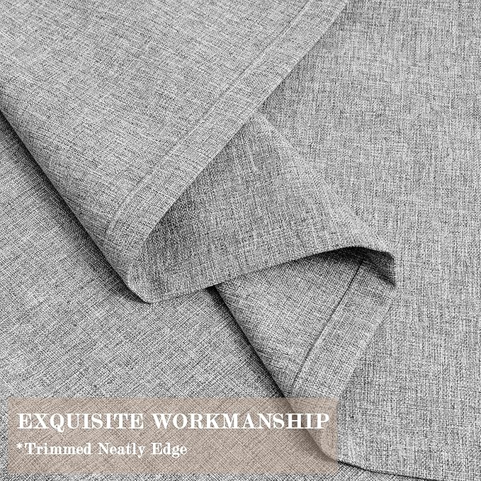 Light Grey Pinch Pleat 100% Blackout Drapes Linen Blend, Room Divider, Room Darkening, Energy Saving, Furniture Protecting, Light Blocking Extra Wide Privacy Curtains, 240Wx84L, 1 PC