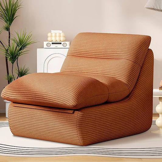 Misolant Bean Bag Chairs，Big Corduroy Fabric Sofa Bean Bag Chair for Adults and Teens with High-Resilience Sponge, Non-Slip Base Floor Lounge Sofa for Home, Living Room, Bedroom, Gaming Brown
