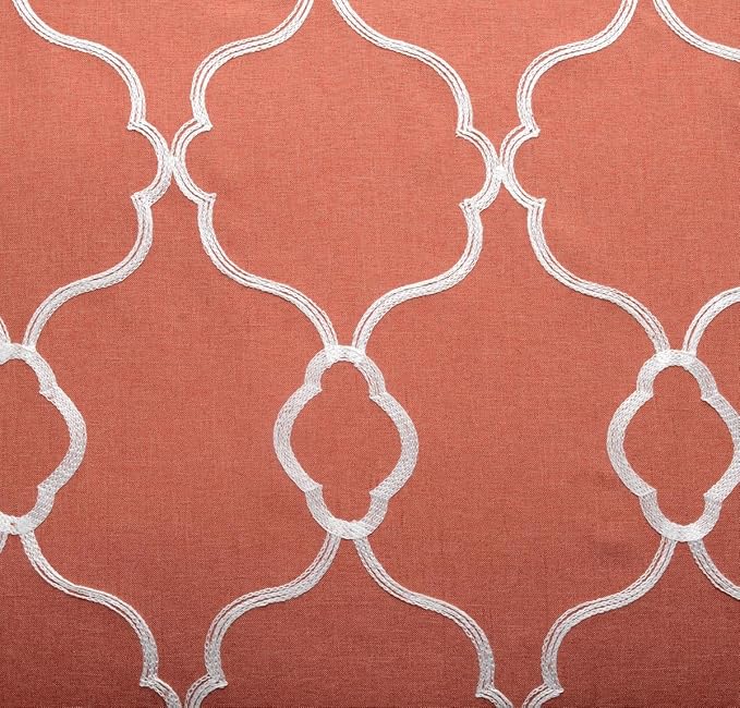 MIUCO Moroccan Embroidered Semi Sheer Curtains Faux Linen Extra Wide Grommet Window Panel Pair for Bedroom 52 x 95 Inch, Rust