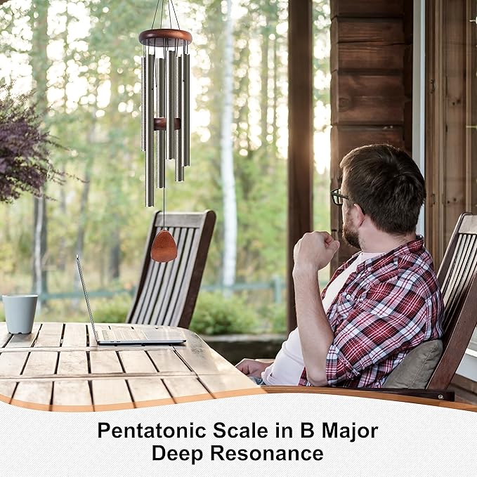 Large Aluminium Wind Chimes 37 Inches to Create a Zen Atmosphere Suitable for Outdoor, Garden, Patio Decoration. Classic Wind Chimes with Wind Catcher Suitable as A Gift for Unisex(Copper)