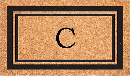 Calloway Mills 152961830C Black Border 18" x 30" Monogram Doormat, (Letter C)