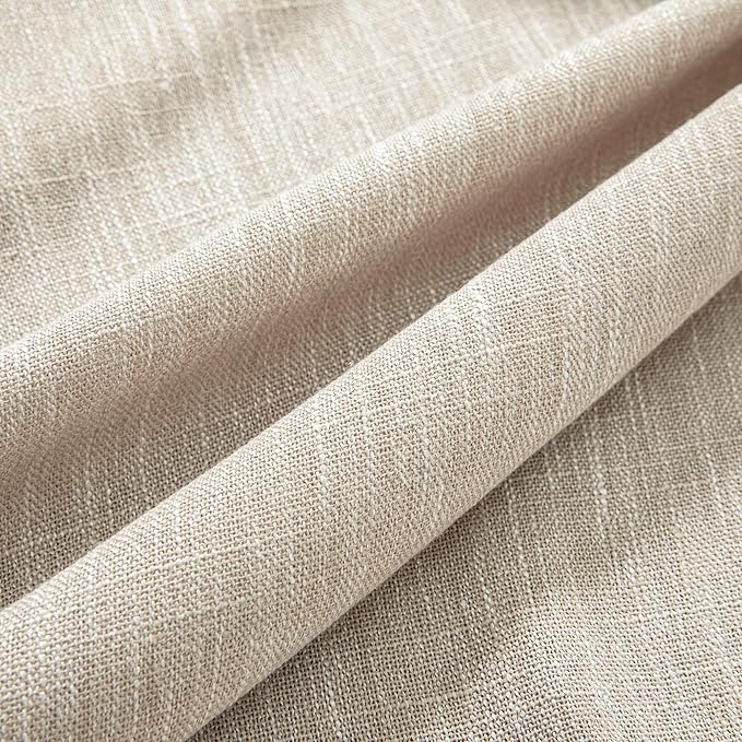 MYSKY HOME Curtains for Kitchen Windows, Sheer Curtains 63 Inch Length for Girls Bedroom Boho Linen Look Textured Fabric Soft Touch Light Filtering, 50" Wide, Light Oatmeal, Set of 2