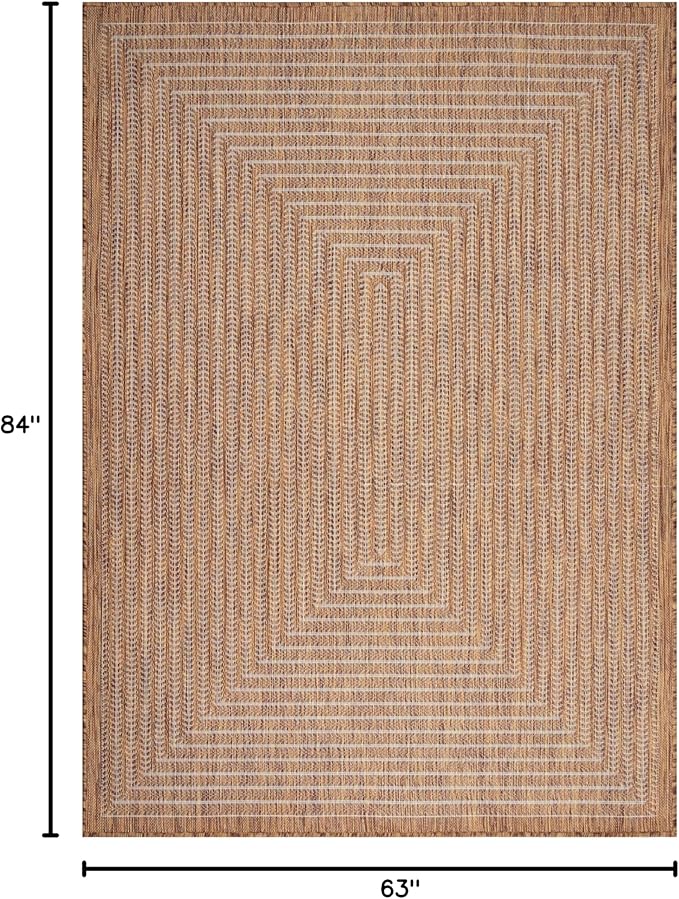 Adiva Rugs Outdoor Indoor Area Rug, Weather Resistant, Easy to Clean, Stain Resistant Floor Mat for Dining Room, Backyard, Deck, Patio (Wooden, 5' x 7')