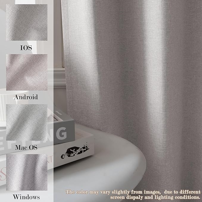 70" W x 108" L Faux Linen Room Divider Curtains, Full Blackout Pinch Pleated Drapes for Traverse Rod, Bedroom Divider Privacy Drapery with Hooks for Ceiling Track, 1 Panel, Browish Grey