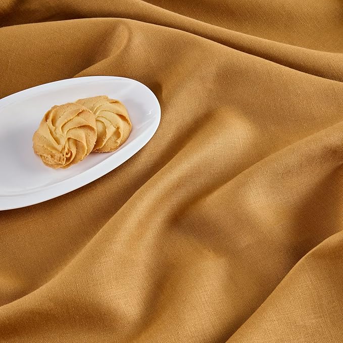 Solino Home Linen Brown Sugar Table Runner 90 Inches Long - 100% Pure Linen 14 x 90 Inch Table Runner for Fall, Autumn, Thanksgiving - Classic Hemstitch