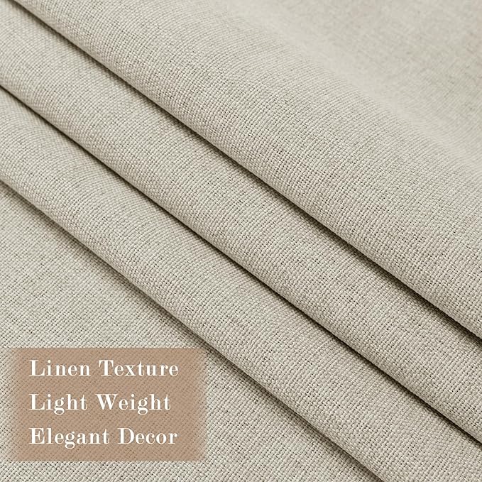 Extra Wide 100% Blackout Linen Textured Curtains - Room Dividers, W150 x L108 (1 Panel), Pinch Pleat Drapes for Living Room, Full Light Block Out Drapery for Sliding Door, Ivory White