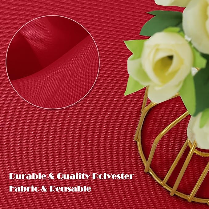 sancua Square Tablecloth - 54 x 54 Inch - Stain and Wrinkle Resistant Washable Polyester Table Cloth, Decorative Fabric Table Cover for Dining Tables, Buffet Parties and Camping, Red