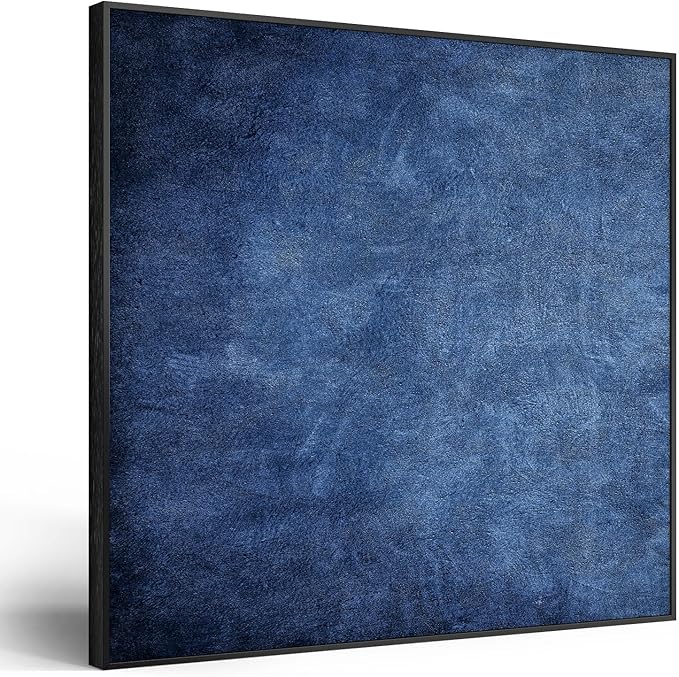 Large Framed Navy Blue Modern Abstract Wall Art for Living Room, Canvas Paintings Artwork for Walls, Minimalist Blue Art Prints Pictures for Hallway, Bedroom, Office Wall Decor -30x30 Inch