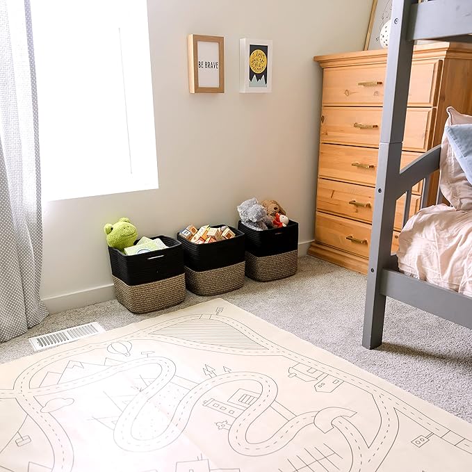 NaturalCozy Storage Cubes 11 Inch Cotton Rope Woven Baskets for Organizing, 3-Pack | Cube Storage Bin | Square Storage Baskets for Shelves Organizer, Classroom, Kids Toy Bins, Closet, Baby Nursery