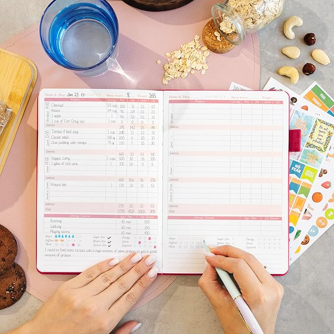GoGirl Food Journal & Wellness Planner –– Diet & Fitness Diary – Nutrition Journal with Meal, Exercise & Weigh Loss Tracker, A5 (Maroon)