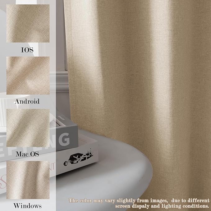 Full Blackout Privacy Curtains, 240 Inch Extra Wide Linen Blend Drapes, Pinch Pleat Window Drapery for Room Divider Storage/Space Room Separation, 1 Panel, W 240" x L 108", Sand Beige
