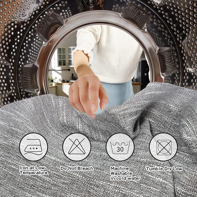 MYSKY HOME Sheer Curtains for Bedroom, Kitchen Curtain Panels Cotton Polyester Blend Fabric Linen Look Texture Light Filtering Privacy Drapes, Farmhouse Home Decor, 50" x 63", Dark Grey, 2 Pieces