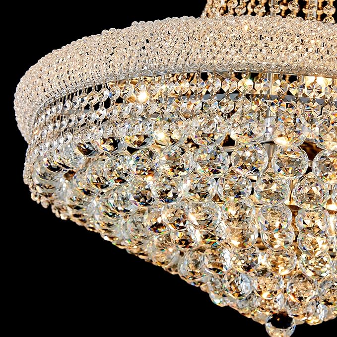 High Ceiling Chandelier 19-Lights Modern Crystal Chandeliers Silver Large Foyer Chandelier Fixtures for Staircase Living Room Hallway Entryway (H47 x W31.5)
