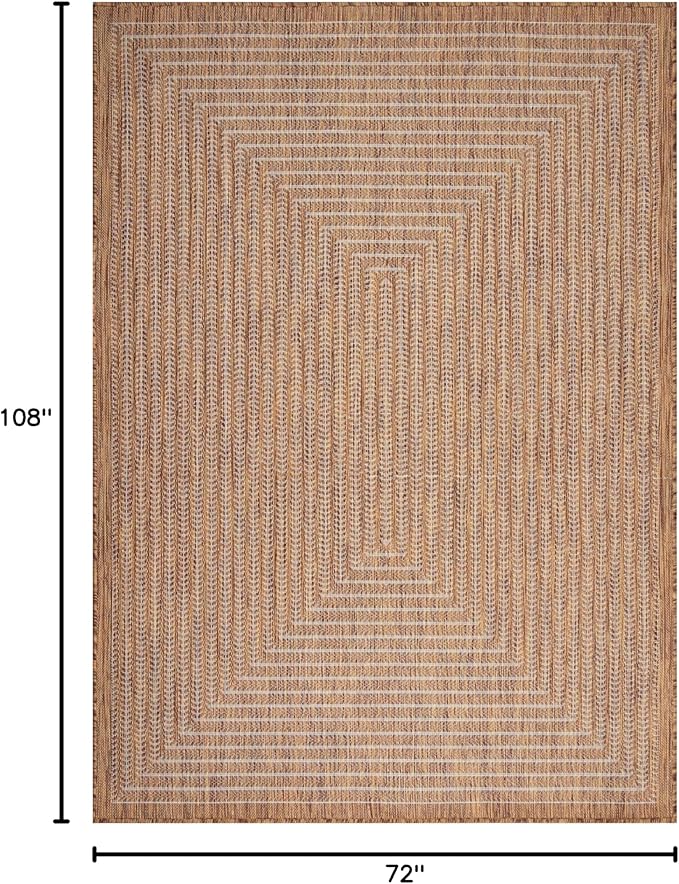 Adiva Rugs Outdoor Indoor Area Rug, Weather Resistant, Easy to Clean, Stain Resistant Floor Mat for Dining Room, Backyard, Deck, Patio (Wooden, 6' x 9')