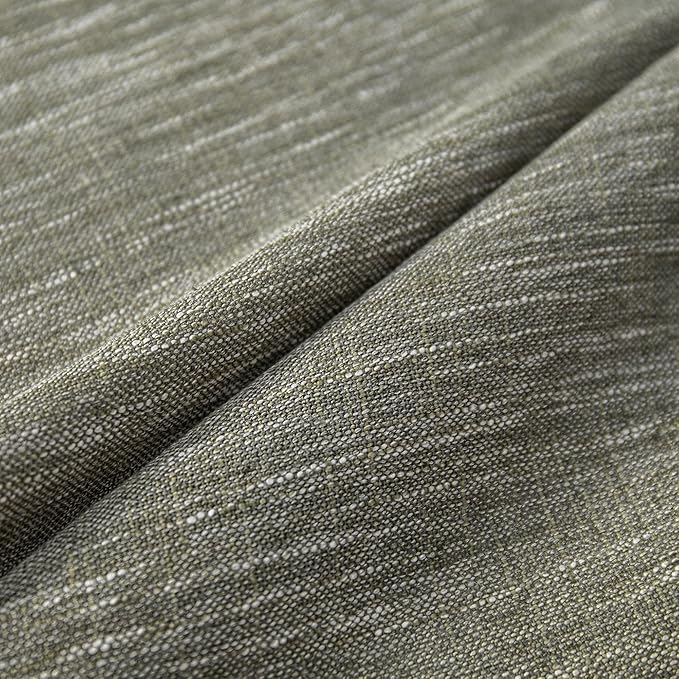 MYSKY HOME 90 Inches Long Living Room Curtains Farmhouse Light Filtering Privacy Curtain Drapes for Patio Door, Linen Look Texture Fabric Bohemian Draperies Soft Touch, 50x90, Olive Green, 2 Panels