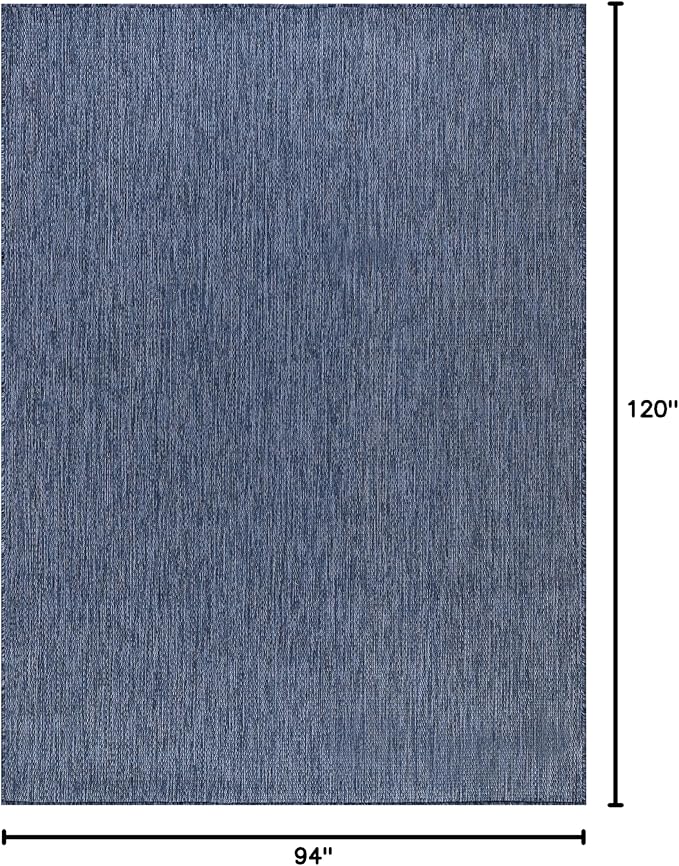Washable Indoor Outdoor Rug 8x10 Weather Resistant Area Rugs Modern Solid for Porch Deck Balcony Backyard Patio Outside Carpet (8 X 10 Azure Blue)