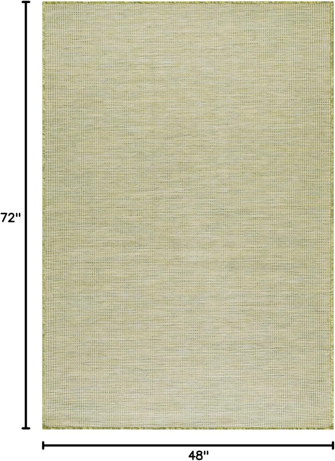 Nourison Home Positano Indoor/Outdoor Green 4' x 6' Area Rug, Easy Cleaning, Non Shedding, Bed Room, Living Room, Dining Room, Backyard, Deck, Patio (4x6)