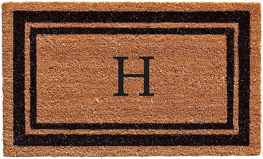 Calloway Mills 152963672H Black Border 36" x 72" Monogram Doormat Letter (H)