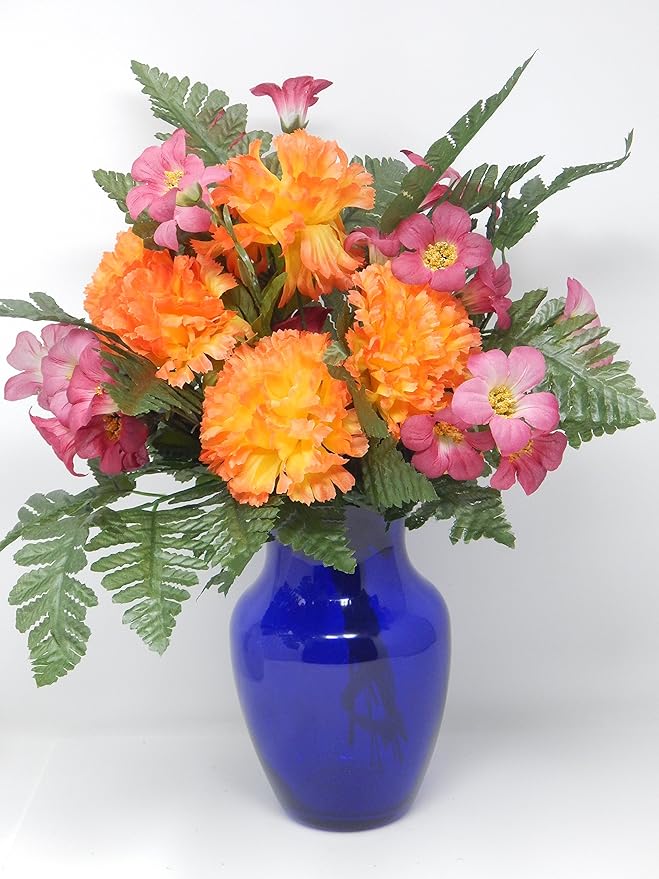 Floral Supply Online - 8" Rose Vase and Flower Guide Booklet - Decorative Glass Flower Vase for Floral Arrangements, Weddings, Home Decor or Office. (Cobalt)