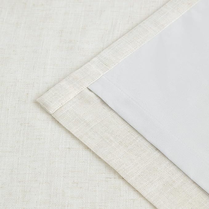 Vision Home Natural Pinch Pleated Full Blackout Curtains Linen Blended Room Darkening Window Curtains 63 inch for Living Room Bedroom Thermal Insulated Pinch Pleat Drapes with Hooks 2 Panel 40"Wx63"L