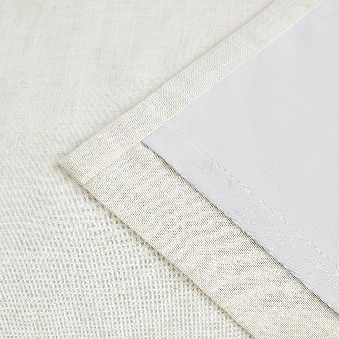 Vision Home Natural Pinch Pleated Full Blackout Curtains Linen Blended Room Darkening Window Curtains 102 inch for Living Room Bedroom Thermal Insulated Pinch Pleat Drapes with Hooks 40" Wx102 Lx2