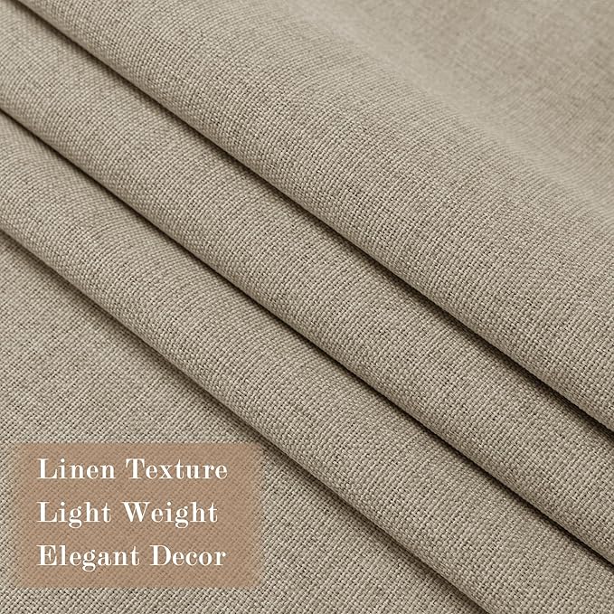 Light Khaki Pinch Pleat 100% Blackout Drapes Linen Blend, Room Divider, Room Darkening, Energy Saving, Furniture Protecting, Light Blocking Extra Wide Privacy Curtains, 200Wx108L, 1 PC