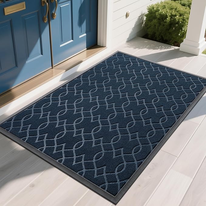 Yimobra Front Door Mat Outdoor Indoor 60x36, All-Season, All-Weather, Heavy Duty Welcome Door Mats Outside Entrance, Non Slip Porch Patio Entrance Mat, Blue
