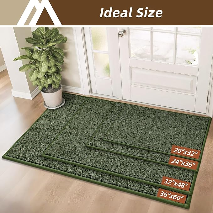COSY HOMEER-Door-Mat 24"x36" Non Slip Absorbent Entryway Rugs Dirt Trapper Doormats Washable Entrance Mats Low Pile Welcome Floor Mat for Front Back Door and Entry Mats,Green
