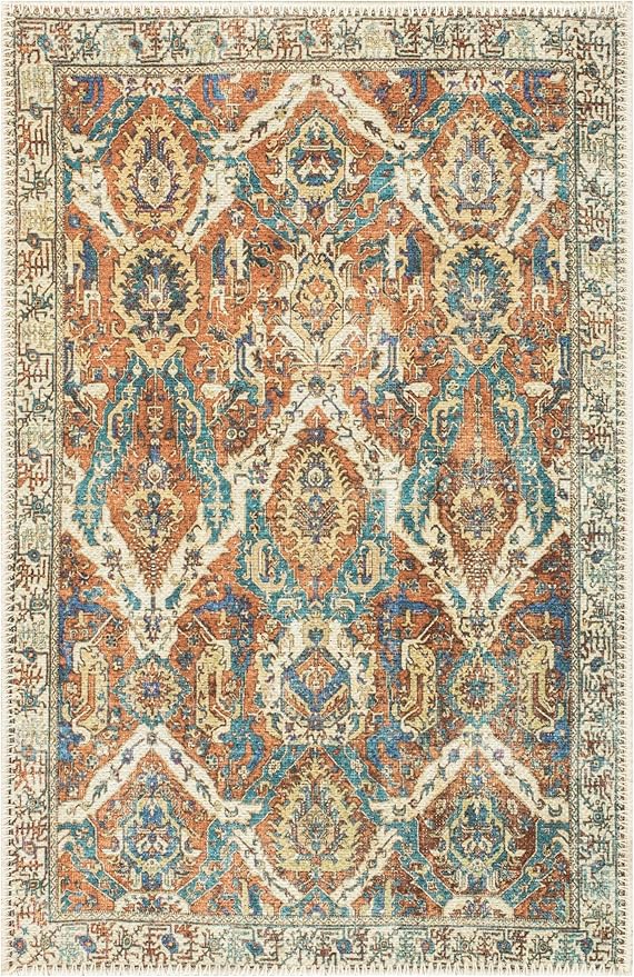 Keen Home Design 2x3 Rug - Machine Washable Entry Rug with Non-Slip Backing, Ideal for Enteryway, Kitchen, Bathroom, Laundry Room - Vintage, Easy Clean, Durable, Low Pile Rug - (2' x 3')