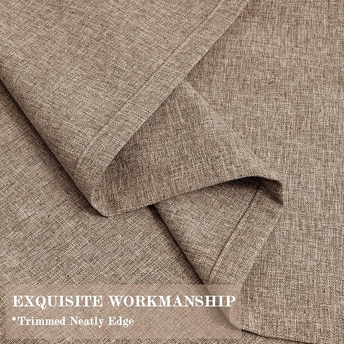 Extra Wide 100% Blackout Linen Textured Curtains - Room Dividers, W200 x L84 (1 Panel), Pinch Pleat Drapes for Living Room, Full Light Block Out Drapery for Sliding Door, Taupe