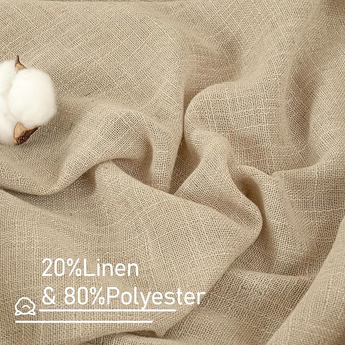 LAMIT Linen Blended Curtains for Bedroom, Linen Textured Light Filtering Drapes Bronze Grommet Boho Burlap Panels for Farmhouse/Living Room, 2 Panels, 38 x 84 Inch, Brown