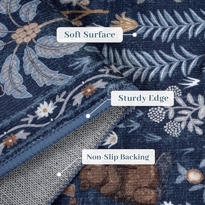 OJIA Jungle Print Rugs for Living Room 8x10 Washable Area Rugs for Bedroom, Modern Non-Slip Ultra-Thin Soft Large Carpet Non-Shedding Nursery Rug for Teens Kids Playroom Dining Room Home Decor