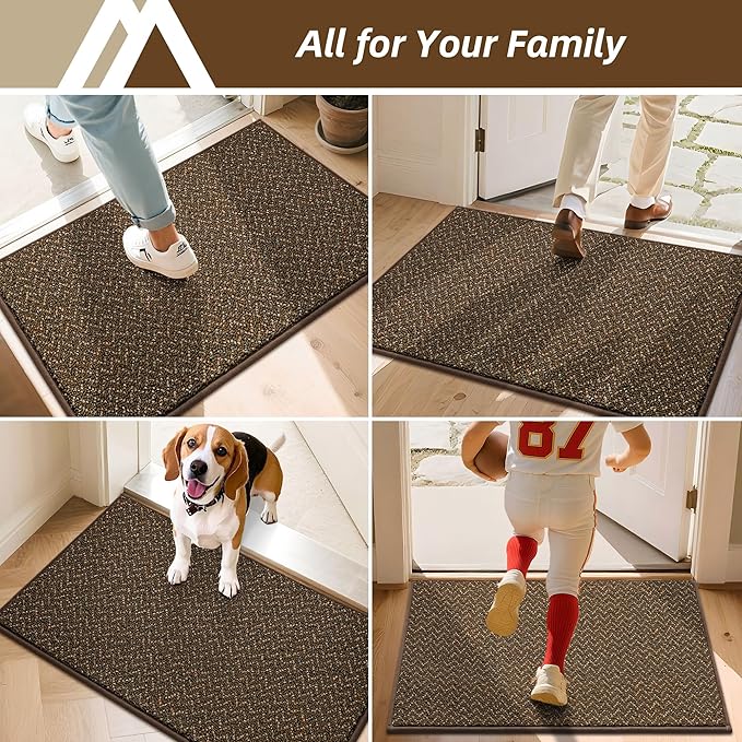 COSY HOMEER-Door-Mat 36"x60" Non Slip Absorbent Entryway Rugs Dirt Trapper Doormats Washable Entrance Mats Low Pile Welcome Floor Mat for Front Back Door and Entry Mats,Brown