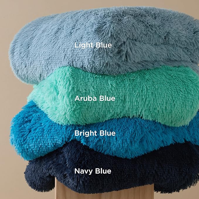 Bedsure GentleSoft Fluffy Bright Blue Throw Blanket Gifts for Women, Men, Soft Fleece Cozy Fuzzy Sherpa Plush Warm Minky Thick Faux Fur Throws for Couch, Blue Decor House Blanket Gifts for Her, 50x60