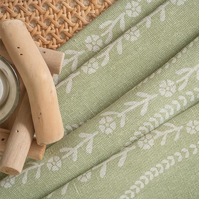 Sutuo Home Green Boho Curtains 84 Inches Long for Bedroom Living Room Dining Room, Bohemian Stripe Floral Vintage Tassels Window Treatment Drape for Easter Decor Rod Pocket, 1 Panel 59" W x 84" L