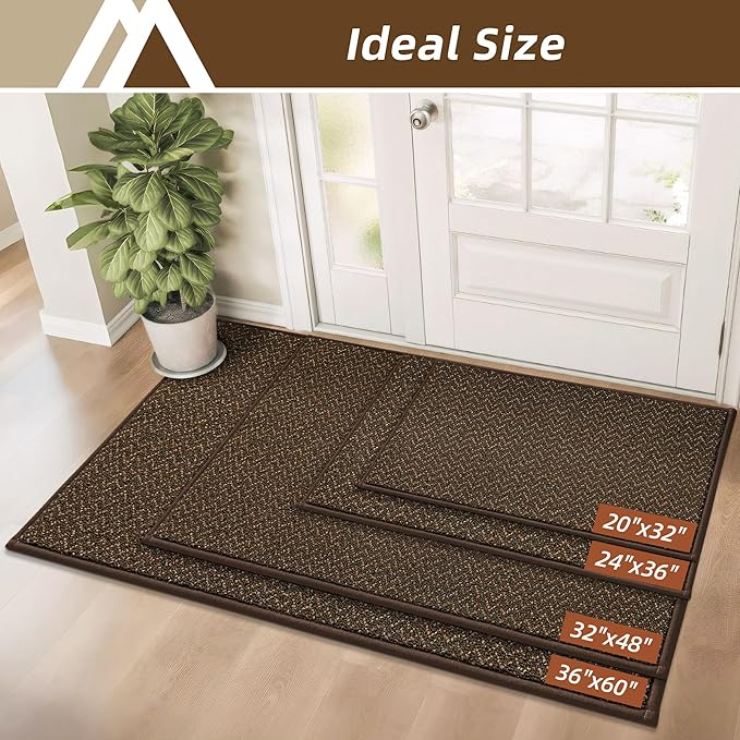 COSY HOMEER-Door-Mat 24"x36" Non Slip Absorbent Entryway Rugs Dirt Trapper Doormats Washable Entrance Mats Low Pile Welcome Floor Mat for Front Back Door and Entry Mats,Brown