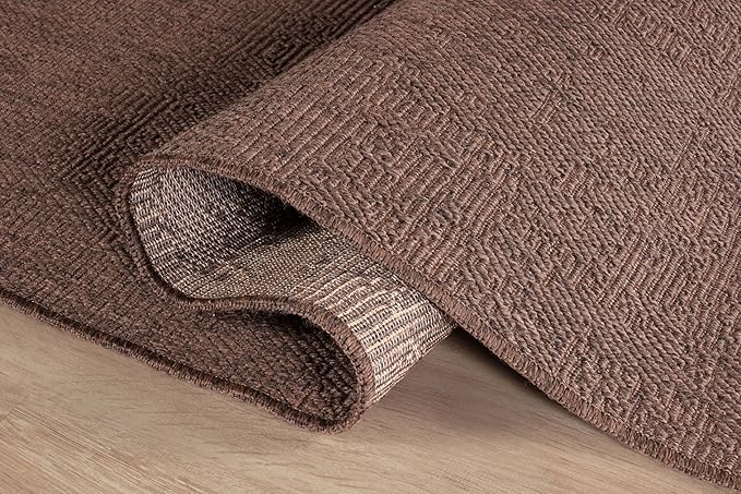 CAMILSON Easy Jute Rug 6x9, Indoor Outdoor Brown Color Fiber Area Rugs for Living Room Patio and Kitchen Rug, Solid Boho Woven Design, Easy-Cleaning, Washable Outside Carpet Alfombras (6 x 9)