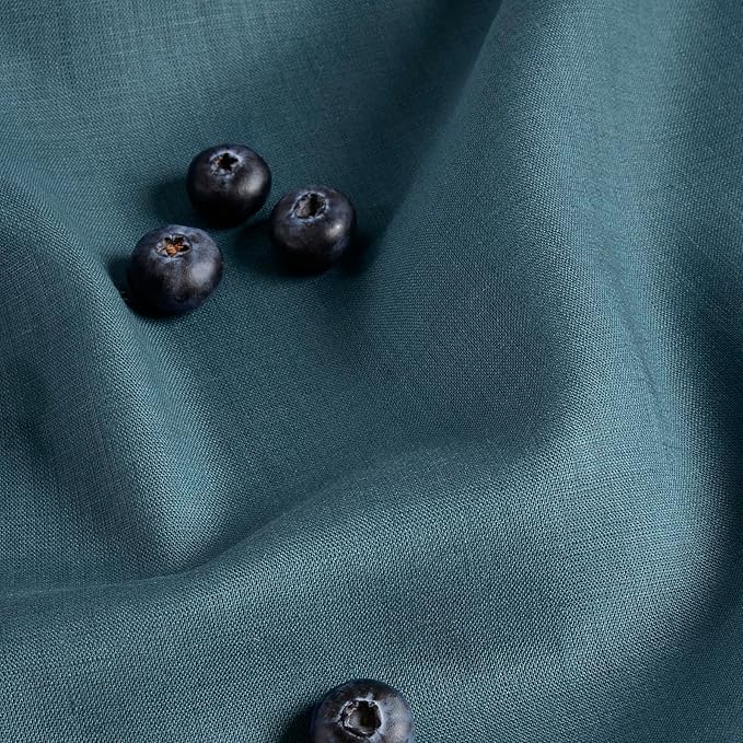 Solino Home Peacock Blue Table Runner 36 Inches - 100% Pure Linen Short Table Runner 14 x 36 Inch Ideal for Dresser and Coffee Tables - Fete