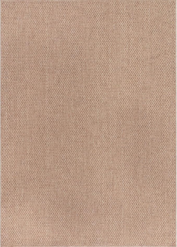 CAMILSON Easy Jute Rug 8x10, Indoor Outdoor Natural Color Farmhouse Area Rugs for Living Room Patio and Kitchen Rug, Solid Boho Woven Design, Easy-Cleaning, Washable Outside Carpet Alfombras (8 x 10)