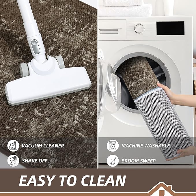 BEQHAUSE Dirt Trapper Door Mat 20"x32" Non-Slip Door Mats Washable Entryway Rugs Stain Resistant Doormat Absorbent Welcome Floor Mat for Front Back Door, Muddy Wet Shoes & Paws,Brown